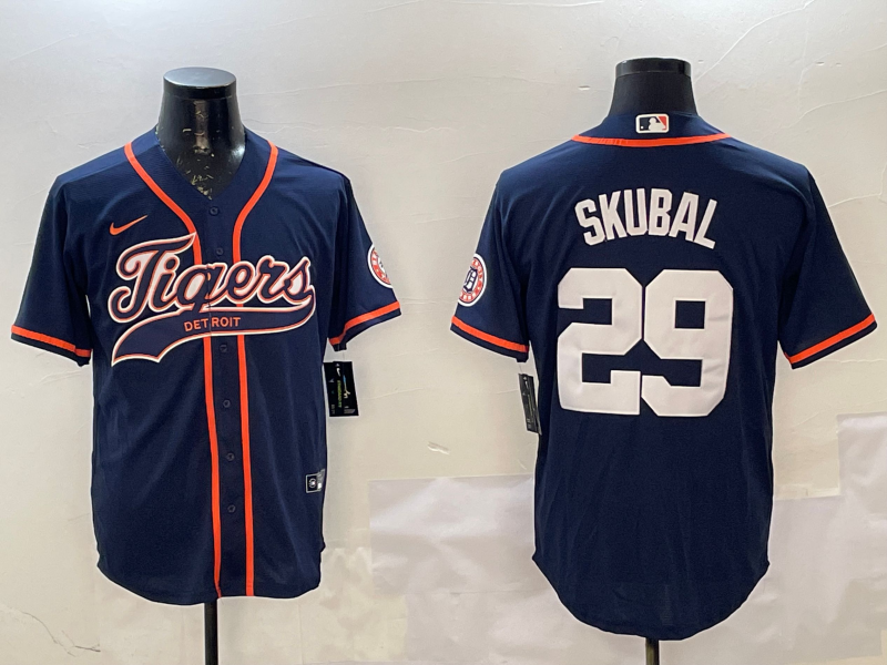 Men's Detroit Tigers Tarik Skubal #29 Navy Player Jersey1