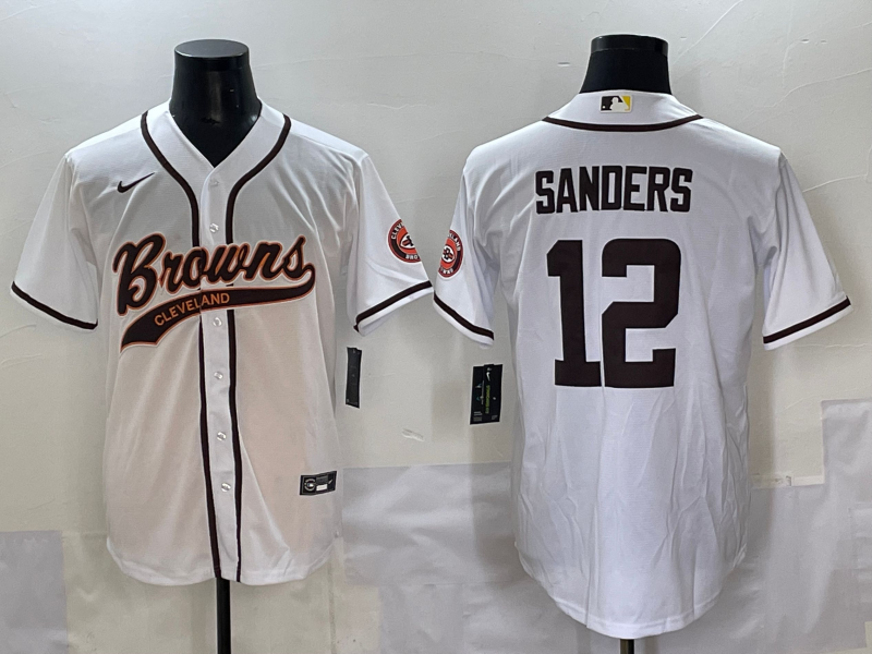 Men's Cleveland Browns Shedeur Sanders #12 White Game Player Jersey