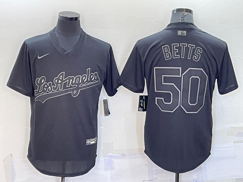 Men's Los Angeles Dodgers Mookie Betts #50 Black Authentic Game Jersey1