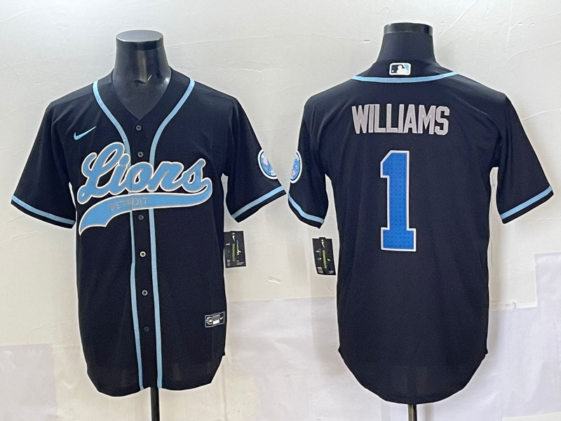 Men's Detroit Lions Jameson Williams #1 Black Game Player Jersey