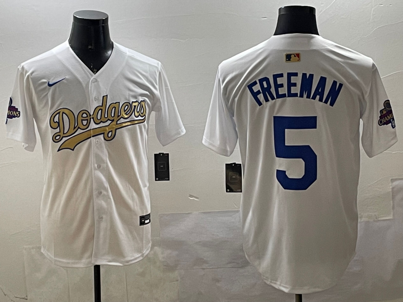 Men's Los Angeles Dodgers Freddie Freeman #5 White Alternate Game Jersey1