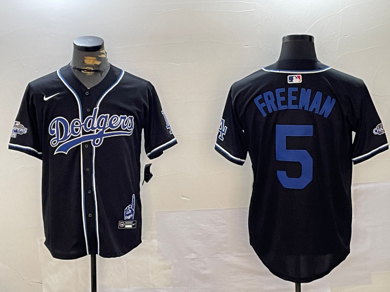 Men's Los Angeles Dodgers Freddie Freeman #5 Black Replica Player Jersey