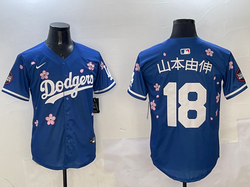 Men's Los Angeles Dodgers Yoshinobu Yamamoto #18 Royal Alternate Replica Player Jersey1