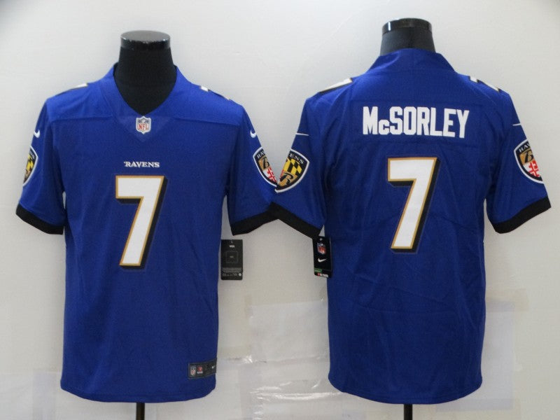 Men's Baltimore Ravens Trace McSorley #7 Purple Game Player Jersey1