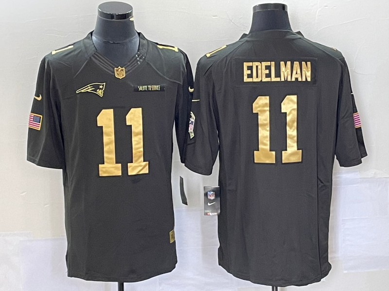 Men's New England Patriots Julian Edelman #11 Black Player Jersey1