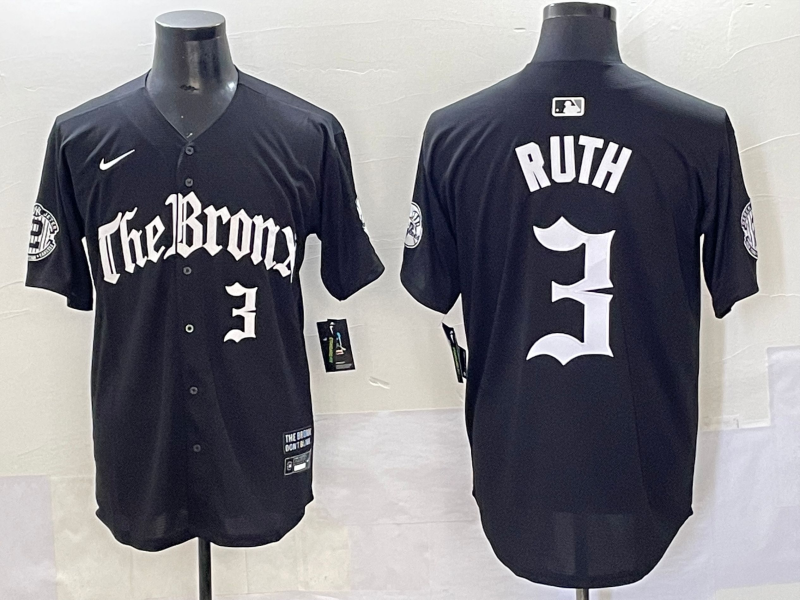 Men's New York Yankees Babe Ruth #3 Black Alternate Limited Player Jersey