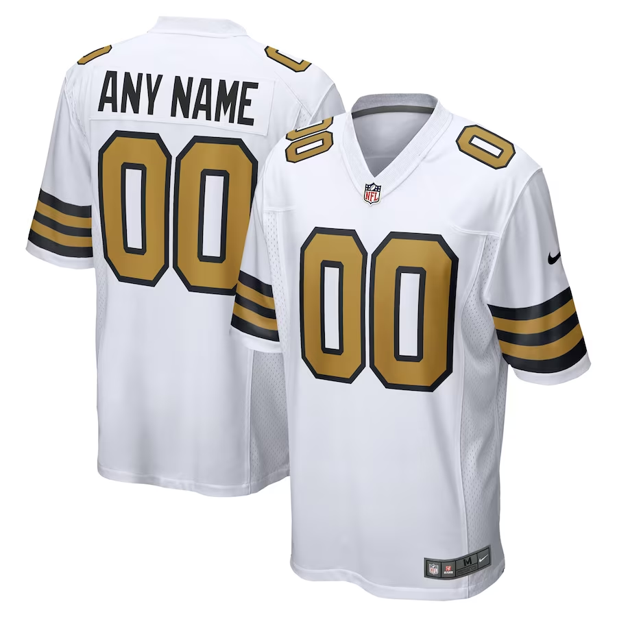 Custom New Orleans Saints White Alternate Game Jersey1