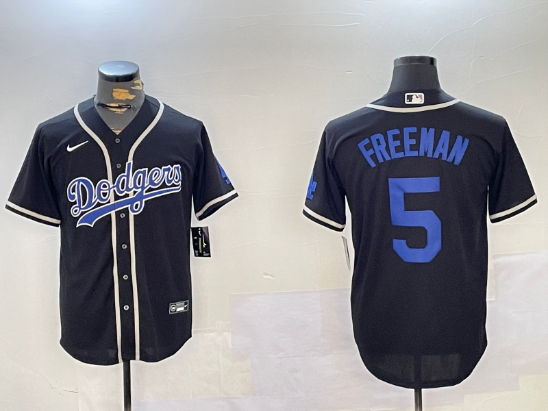 Men's Los Angeles Dodgers Freddie Freeman #5 Black Alternate Replica Player Jersey