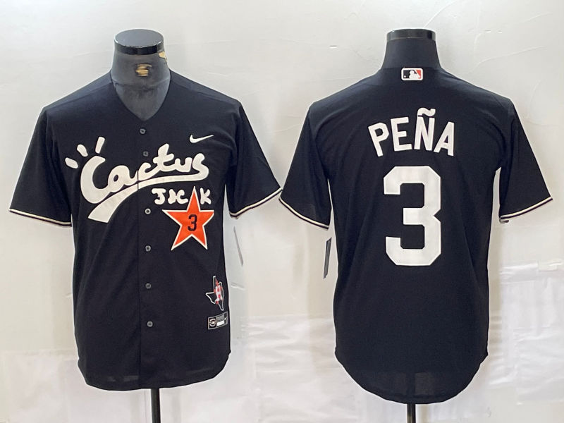 Men's Houston Astros Jeremy Pena #3 Black Limited Player Jersey1