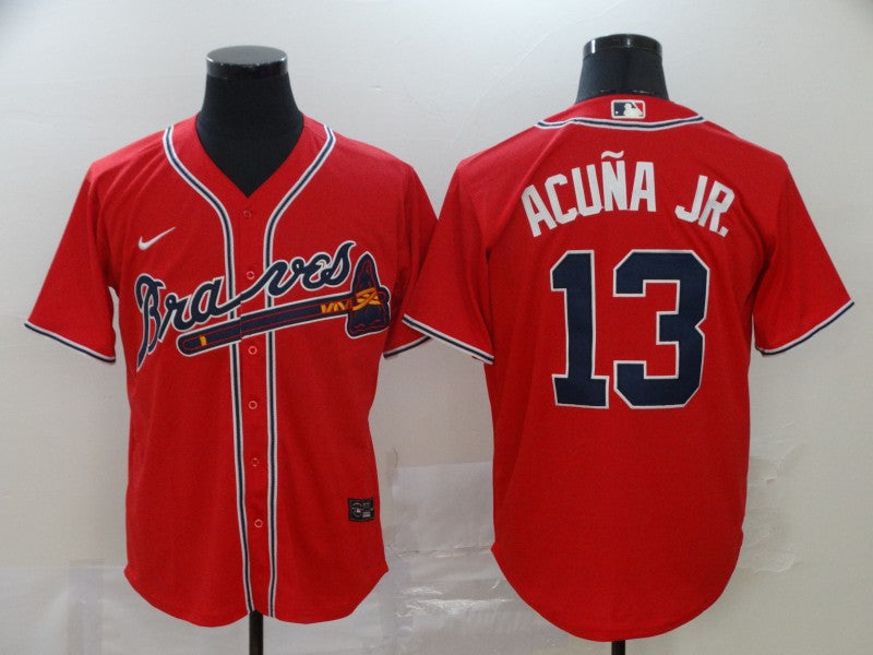 New Men's Atlanta Braves Ronald Acuna Jr. #13 Jersey1 Red