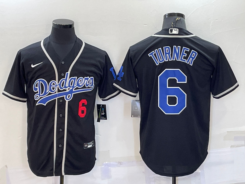 Men's Los Angeles Dodgers Trea Turner #6 Black Fashion Stitched Jersey1
