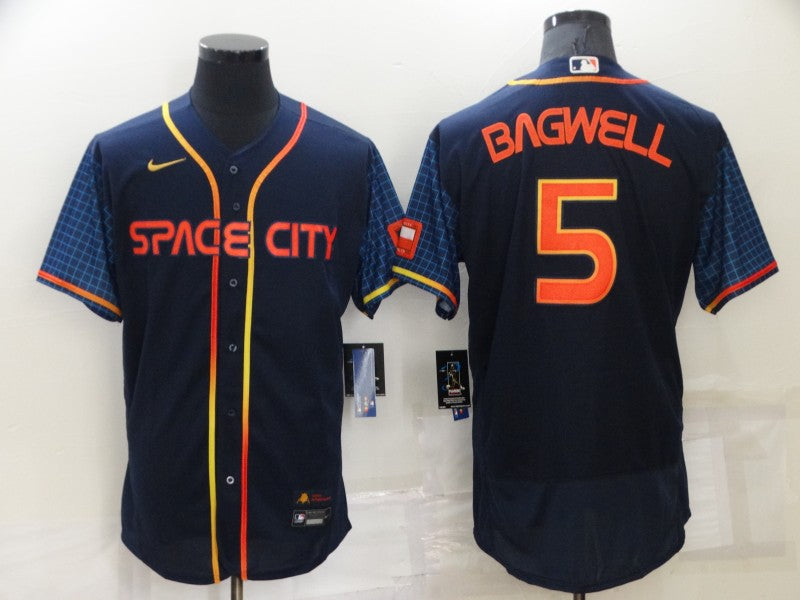 Men's Houston Astros Jeff Bagwell #5 Navy Space City Jersey1