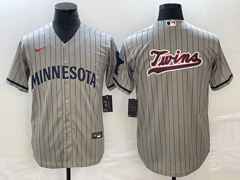 Men's Minnesota Twins Gray Alternate Replica Team Logo Jersey1
