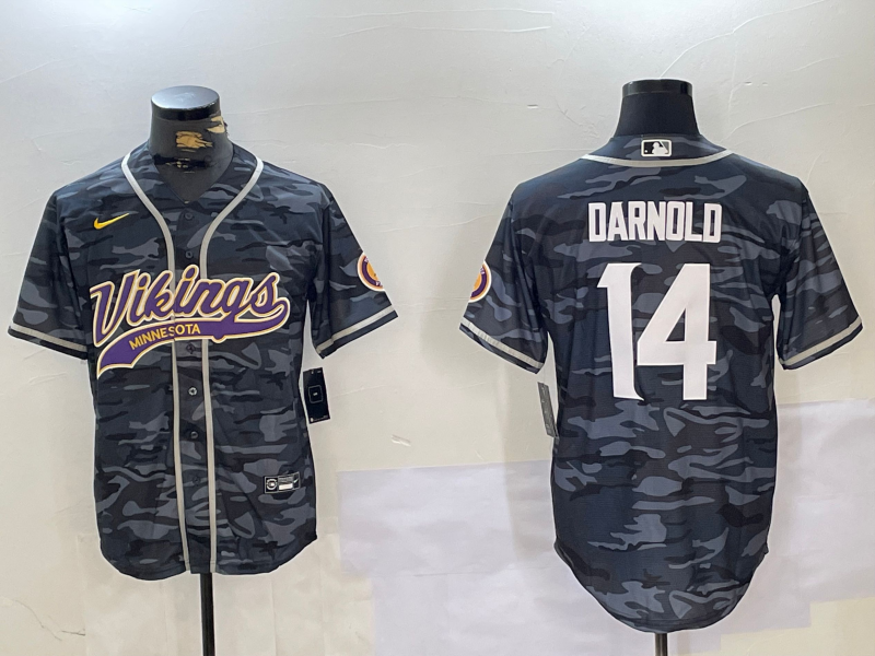 Men's Minnesota Vikings Sam Darnold #14 Grey Camouflage Game Jersey1