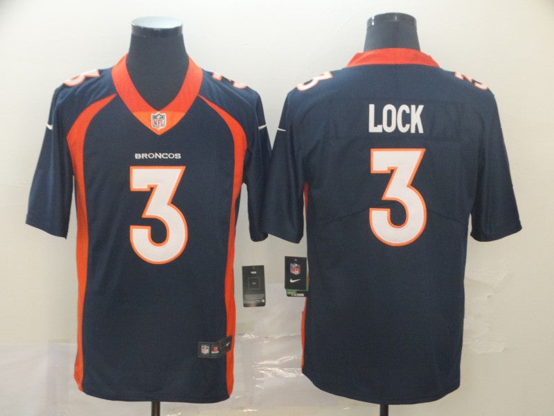 Men's Denver Broncos Drew Lock #3 Navy Game Jersey1