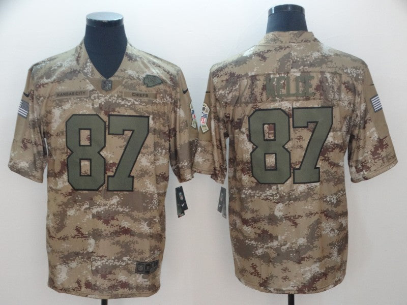 Men's Kansas City Chiefs Travis Kelce #87 Camouflage Game Jersey1