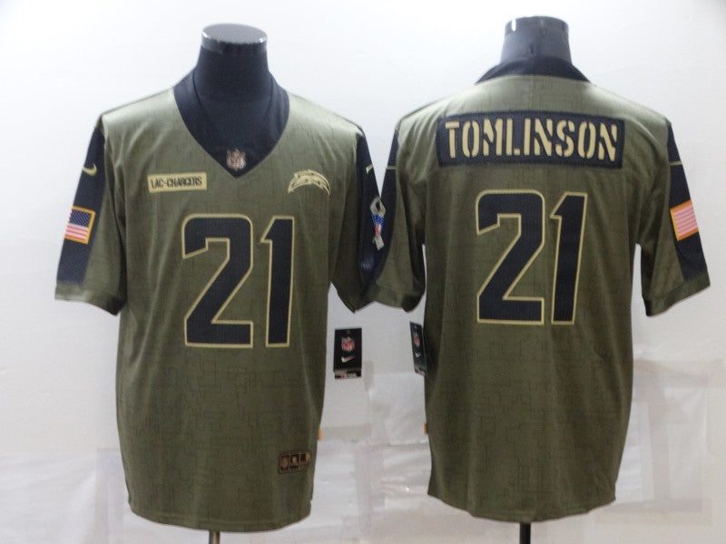Men's Los Angeles Chargers LaDainian Tomlinson #21 Brown Game Jersey1