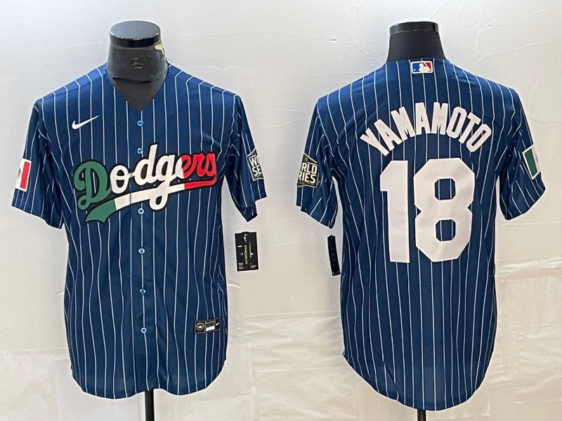 Men's Los Angeles Dodgers Yoshinobu Yamamoto #18 Blue Player Jersey1