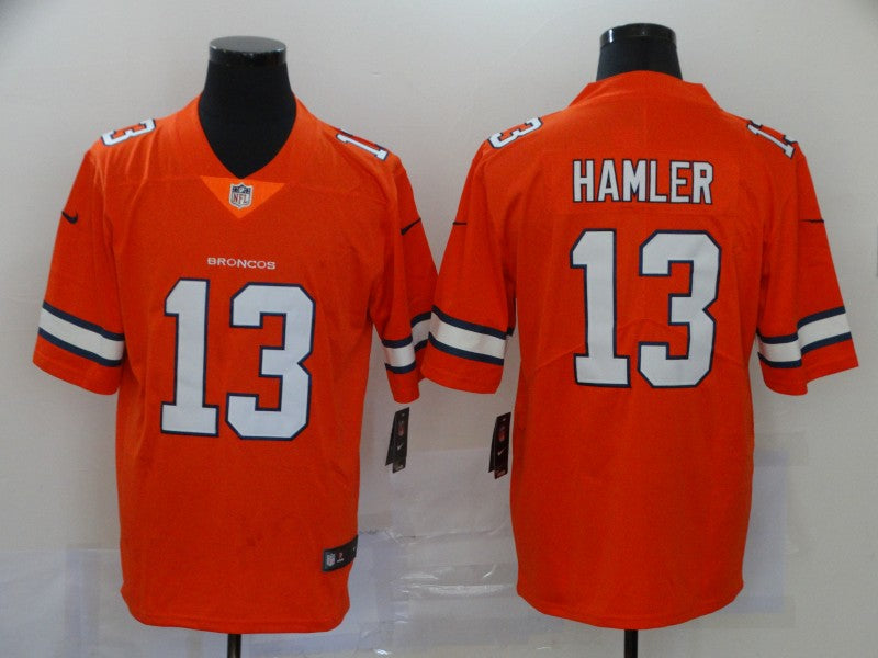 Men's Denver Broncos KJ Hamler #13 Orange Game Player Jersey1