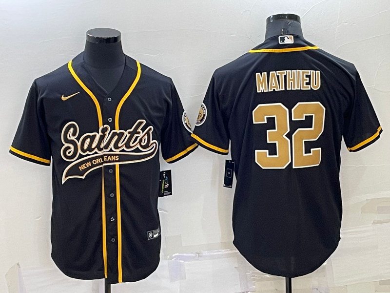 Men's New Orleans Saints Tyrann Mathieu #32 Black Game Jersey1 Joint Edition