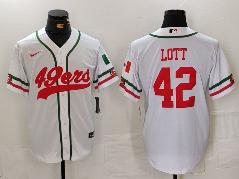 Men's San Francisco 49ers Ronnie Lott #42 White Player Game Jersey1