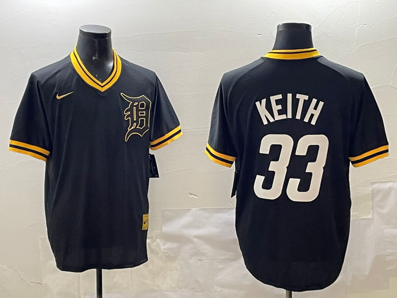 Men's Detroit Tigers Colt Keith #33 Black Replica Player Jersey1