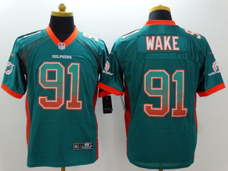 Men's Miami Dolphins Cameron Wake #91 Green Game Jersey1