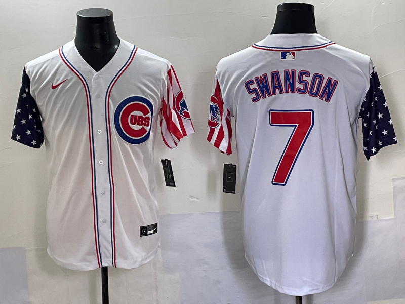 Men's Chicago Cubs Dansby Swanson #7 White Replica Player Jersey