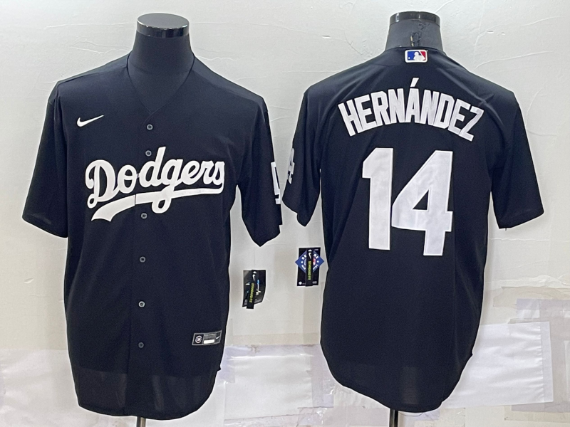 Men's Los Angeles Dodgers Enrique Hernandez #14 Black Replica Baseball Jersey1