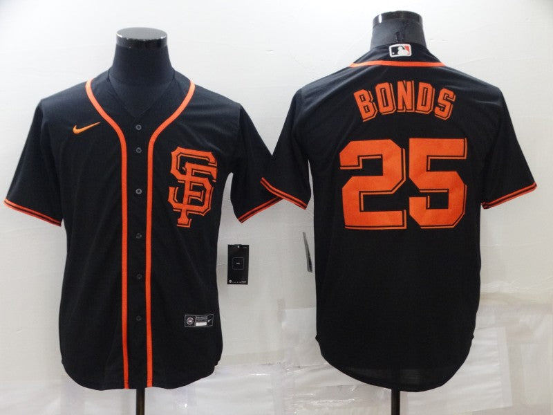 Men's San Francisco Giants Barry Bonds #25 Black Replica Baseball Jersey1