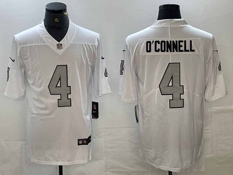 Men's Las Vegas Raiders Aidan O'Connell #4 White Game Player Jersey1