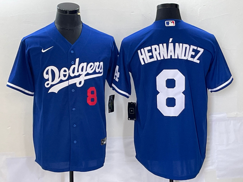 Men's Los Angeles Dodgers Enrique Hernandez #8 Blue Replica Player Jersey1