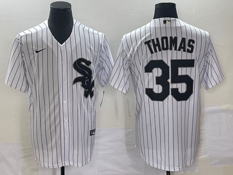 Men's Chicago White Sox Frank Thomas #35 White Home Replica Player Jersey1