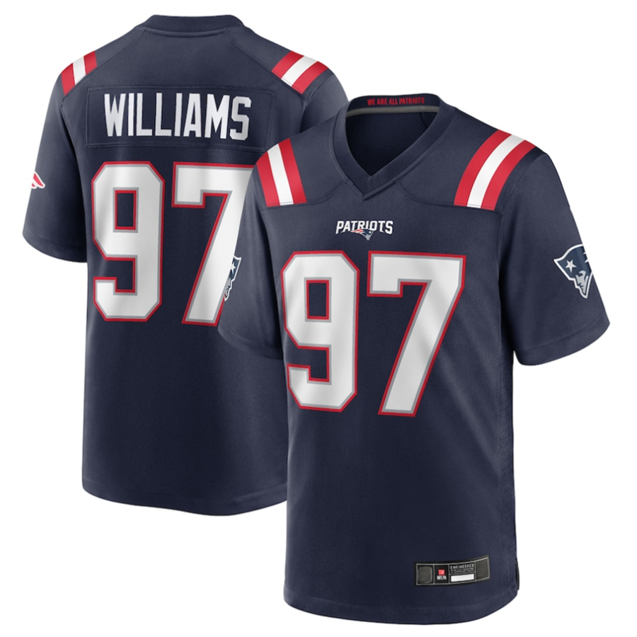 #97 Milton Williams Player NE.Patriots Navy Game Football Jerseys
