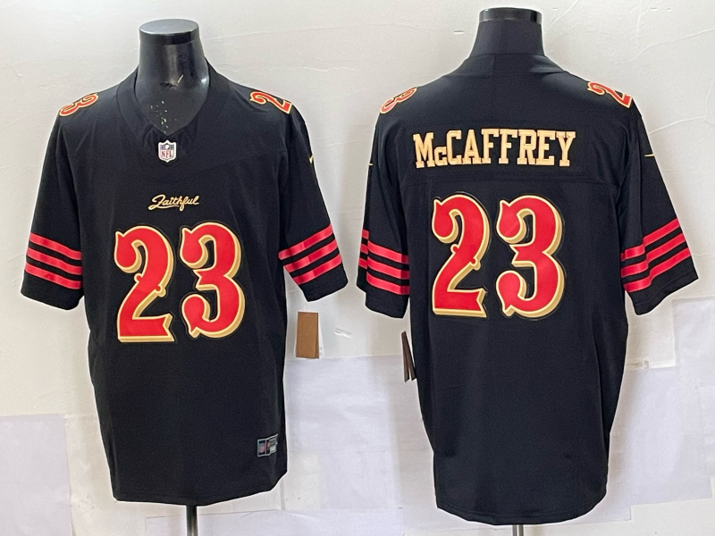 Men's San Francisco 49ers Christian McCaffrey #23 Black 2025 Rivalries Collection Game Jersey