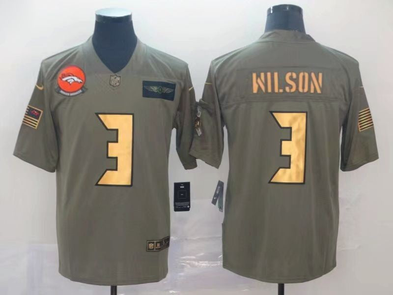 Men's Denver Broncos Russell Wilson #3 Brown Player Game Jersey1