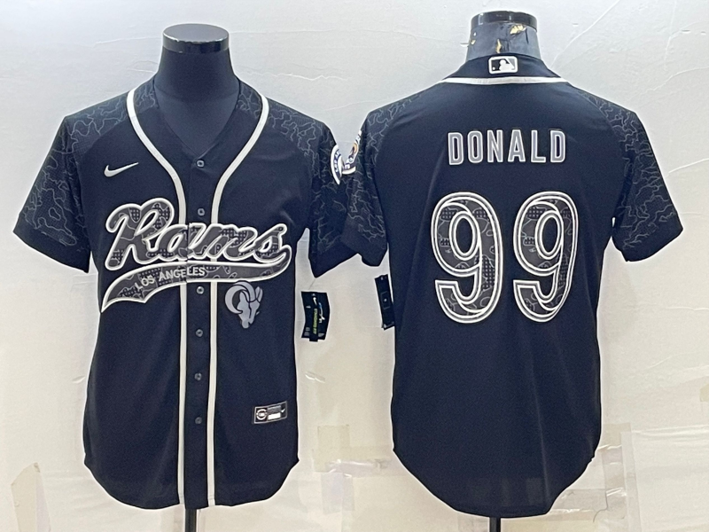 Men's Los Angeles Rams Aaron Donald #99 Black RFLCTV Limited Jersey1 Joint Edition