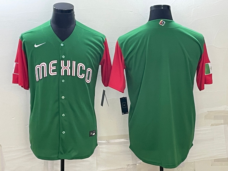 Men's 2023 World Baseball Classic Mexico Green/Red Blank Jersey1