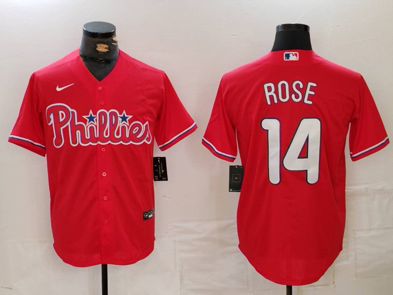 Men's Philadelphia Phillies Pete Rose #14 Red Limited Player Jersey1