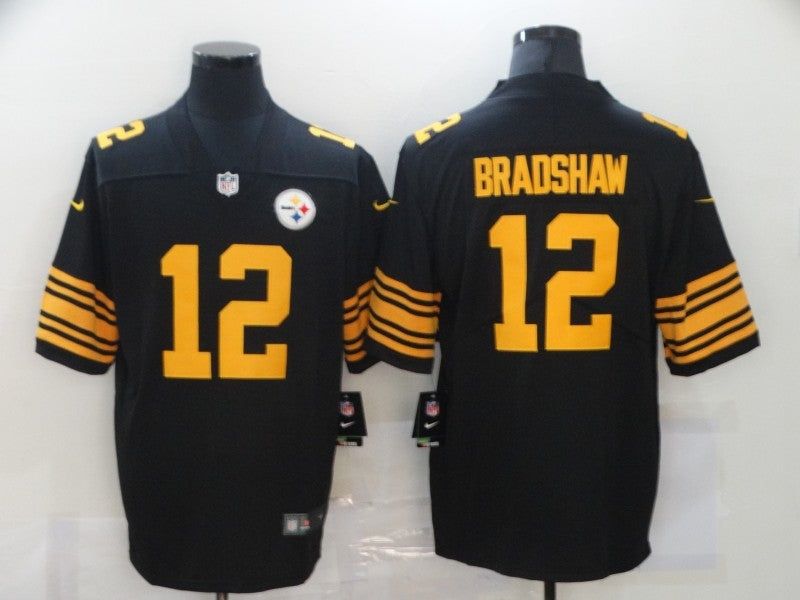 Men's Pittsburgh Steelers Terry Bradshaw #12 Black Alternate Legend Jersey1