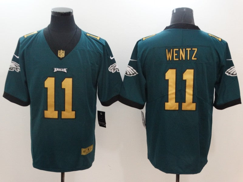 Men's Philadelphia Eagles Carson Wentz #11 Midnight Green Game Jersey1