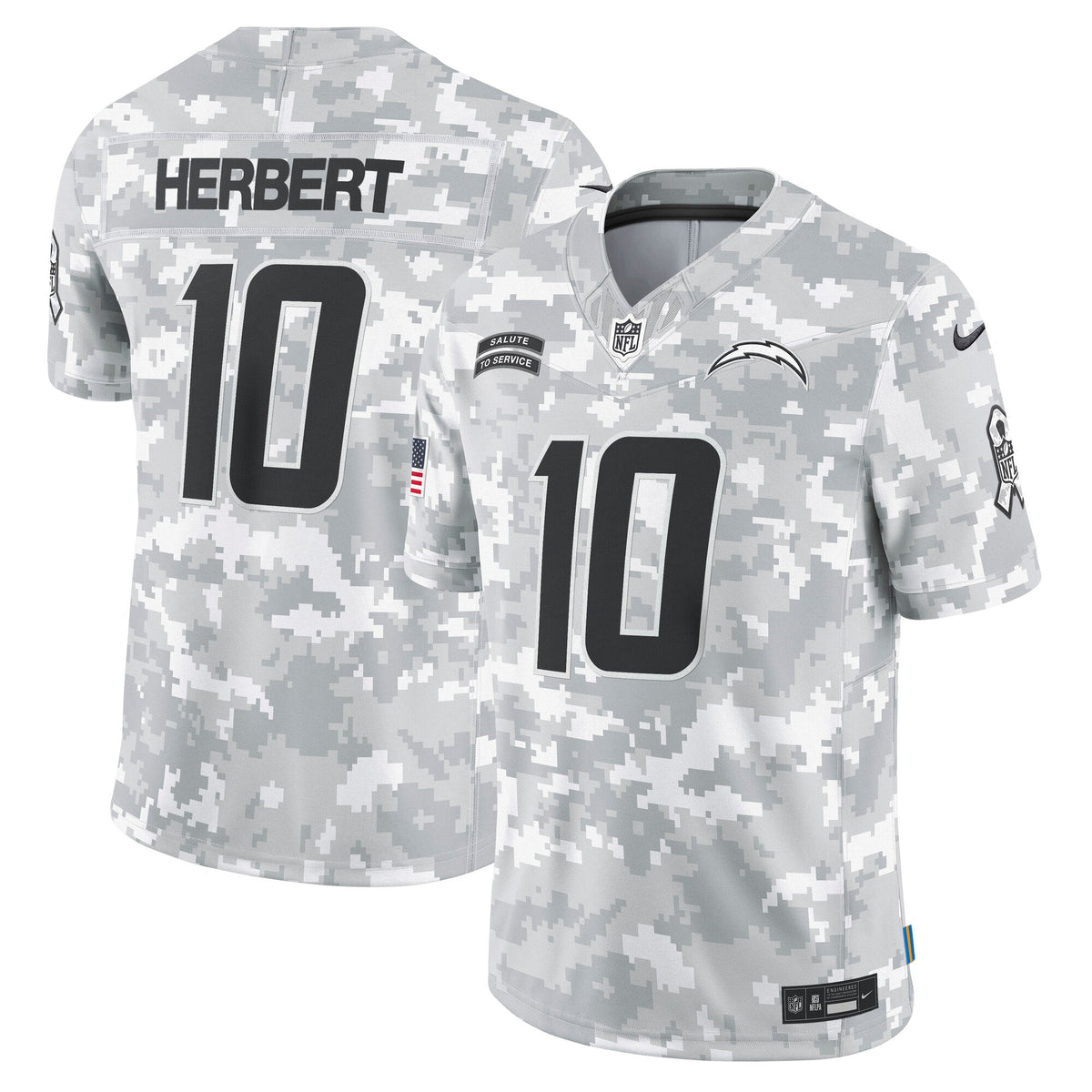 Justin Herbert Los Angeles Chargers Nike 2024 Salute to Service Limited Jersey - Arctic Camo