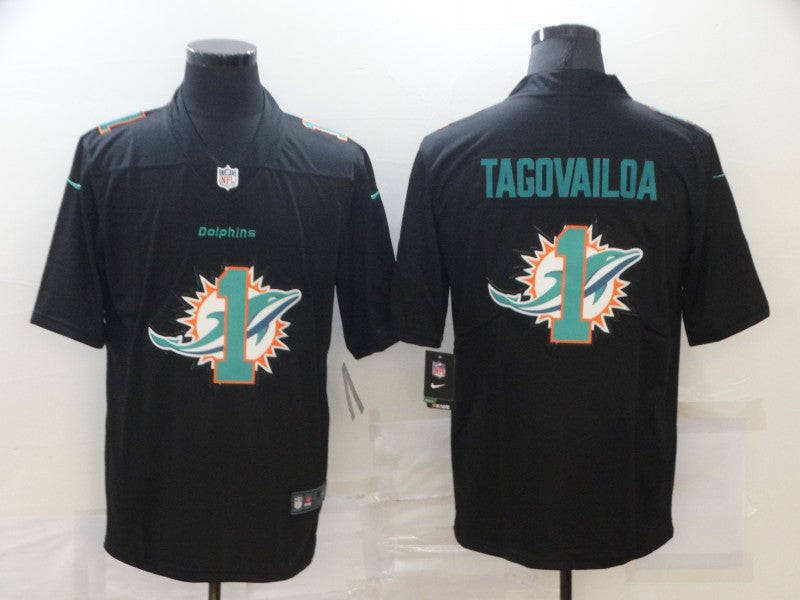 Men's Miami Dolphins Tua Tagovailoa #1 Black Authentic Game Jersey1