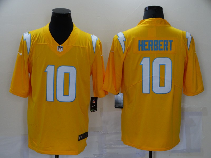Men's Los Angeles Chargers Justin Herbert #10 Yellow Inverted Legend Jersey1