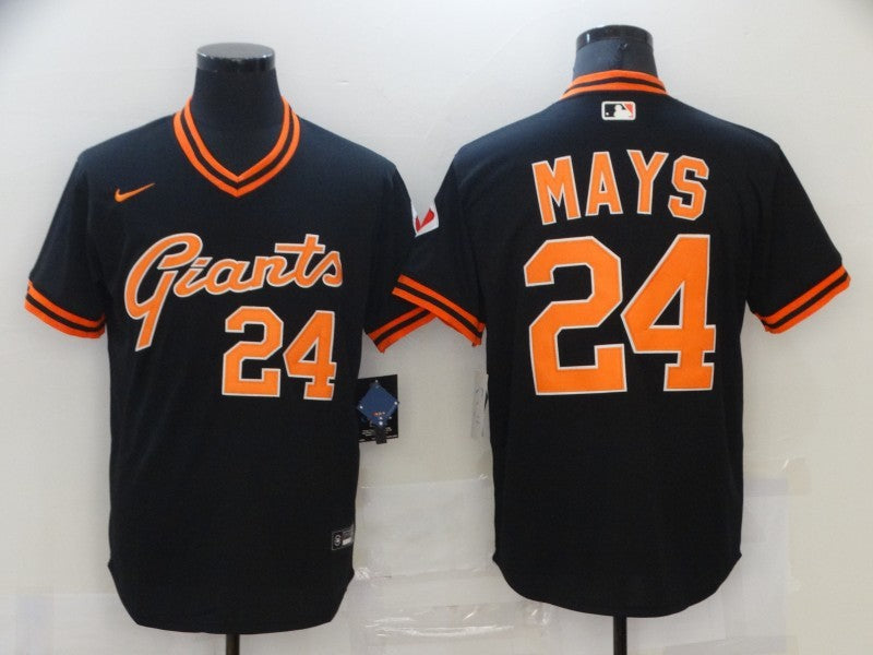 Men's San Francisco Giants Willie Mays #24 Black Replica Baseball Jersey1
