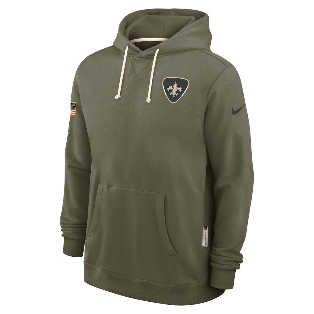 Men's New Orleans Saints Nike Olive 2025 Salute to Service Sideline Standard Issue Dri-FIT Hoodie