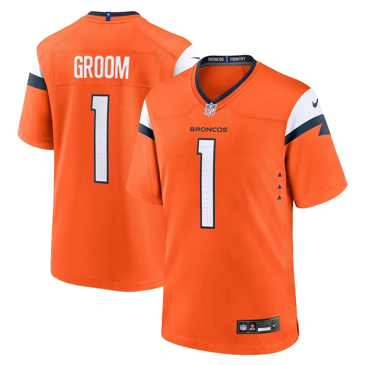 Number 1 Groom Denver Broncos Nike Game Jersey - Orange