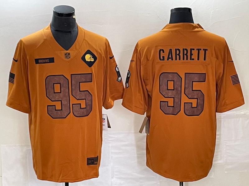Men's Cleveland Browns Myles Garrett #95 Brown 2023 Salute To Service Retired Player Limited Jersey1