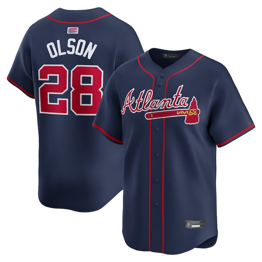 A.Braves #28 Matt Olson Player Navy Limited Home Game Baseball Jerseys