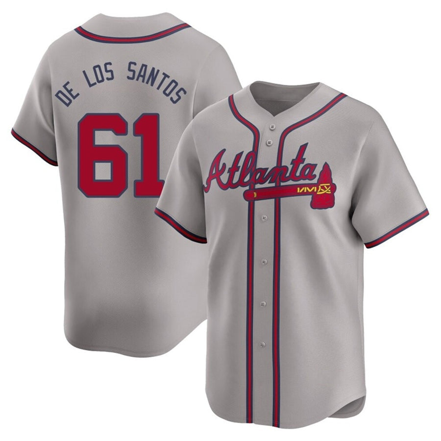 A.Braves #61 Enyel De Los Santos Player Gray Replica Game Baseball Jerseys